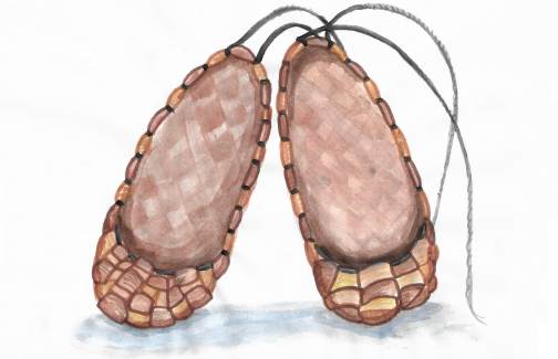 A pair of woven bast shoes- kurpie